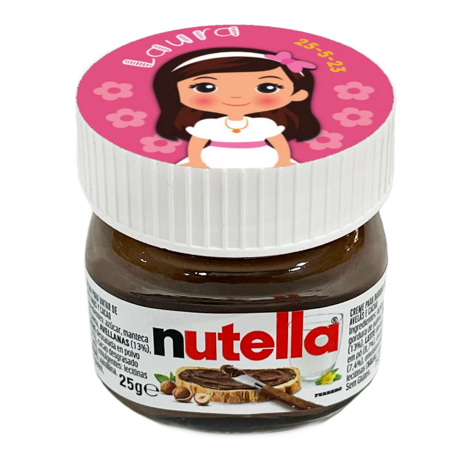 Mini Nutella personalizada para bautizo niña