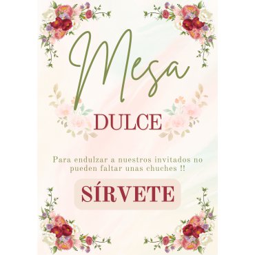 Cartel para Mesas Dulces