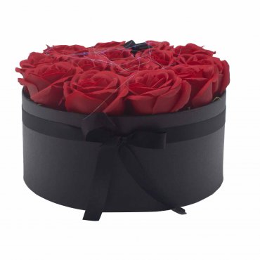 Caja de Regalo - Flor de Jabón  14 Rosas rojo - ronda