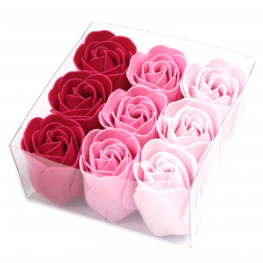 10x Set de 9 flores de Jabón - rosas rosa