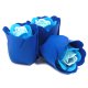 10x Set de 3 flores de Jabón caja corazón - rosas azul